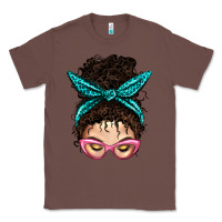 Chestnut Messy Curly Bun Mom With Leopard Bandana Classic Tee - BundleAndBundleShop