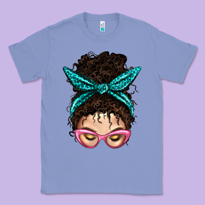 Messy Curly Bun Mom With Leopard Bandana Classic Tee Designed By Bundleandbundleshop