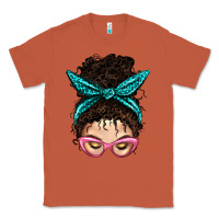 Copper Messy Curly Bun Mom With Leopard Bandana Classic Tee - BundleAndBundleShop