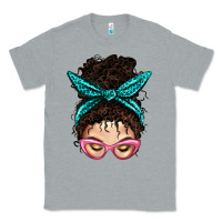 Heather Grey Messy Curly Bun Mom With Leopard Bandana Classic Tee - BundleAndBundleShop