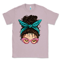 Lilac Messy Curly Bun Mom With Leopard Bandana Classic Tee - BundleAndBundleShop