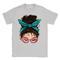 Moon Dust Messy Curly Bun Mom With Leopard Bandana Classic Tee - BundleAndBundleShop