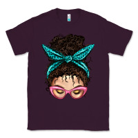 Plum Messy Curly Bun Mom With Leopard Bandana Classic Tee - BundleAndBundleShop