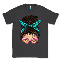 Smoke Messy Curly Bun Mom With Leopard Bandana Classic Tee - BundleAndBundleShop