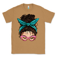 Toasted Coconut Messy Curly Bun Mom With Leopard Bandana Classic Tee - BundleAndBundleShop