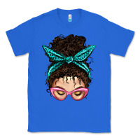 True Royal Messy Curly Bun Mom With Leopard Bandana Classic Tee - BundleAndBundleShop