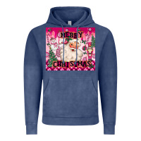 Vintage Denim merry pink christmas santa Vintage Hoodie - MaliasSmallBusiness