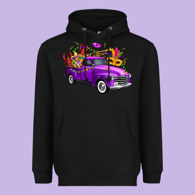 Mardi Gras Truck King's Cake Heavyweight Hoodie Designed By Fadigitalartstudio