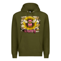 Army Green bee happy Premium Hoodie - JahusDesignShop