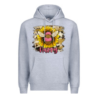 Heather Grey bee happy Premium Hoodie - JahusDesignShop