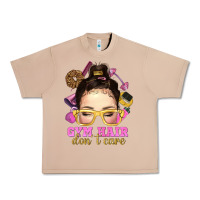 Burro Messy Bun Gym Hair Don't Care Bbs Urban Heavy Tee - BundleAndBundleShop
