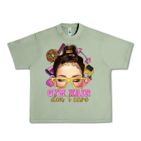 Oil Green Messy Bun Gym Hair Don't Care Bbs Urban Heavy Tee - BundleAndBundleShop