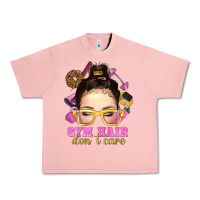 Salmon Messy Bun Gym Hair Don't Care Bbs Urban Heavy Tee - BundleAndBundleShop