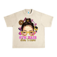 Sandshell Messy Bun Gym Hair Don't Care Bbs Urban Heavy Tee - BundleAndBundleShop