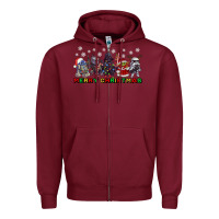 Burgundy merry christmas gnomies Zipper Hoodie - CowGirlArtShop