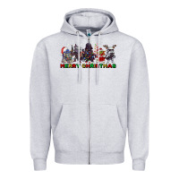 Heather Grey merry christmas gnomies Zipper Hoodie - CowGirlArtShop