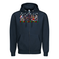 Navy merry christmas gnomies Zipper Hoodie - CowGirlArtShop