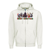 Oatmeal Heather merry christmas gnomies Zipper Hoodie - CowGirlArtShop