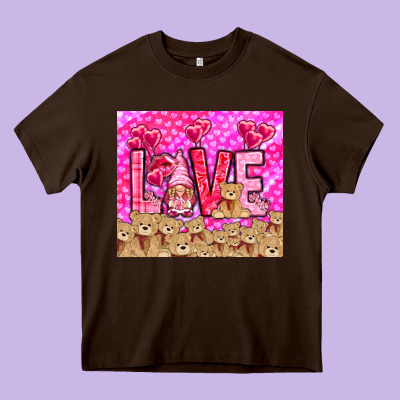 Love Gnome With Bear Heavy Core Tee Designed By Nancycooperartshop