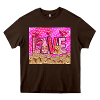 Chocolate Brown love gnome with bear Heavy Core Tee - NancyCooperArtShop