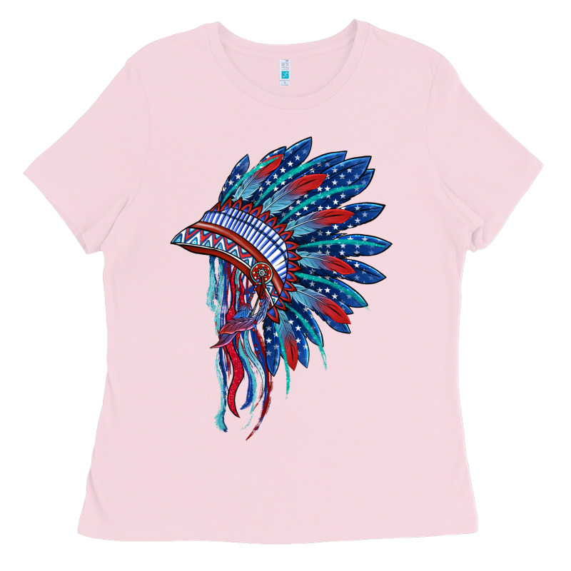 Indian Headdress With American Flag Ladies Tee by BarkalooDesign | Teevron