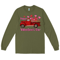 Army Green happy valentine's day truck hearts Long Sleeve Tee - RanaPortraitStore