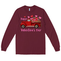 Burgundy happy valentine's day truck hearts Long Sleeve Tee - RanaPortraitStore