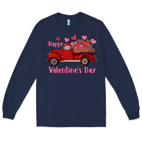 Navy happy valentine's day truck hearts Long Sleeve Tee - RanaPortraitStore