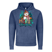 Vintage Denim merry christmas snowman Vintage Hoodie - MaliasSmallBusiness