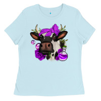Baby Blue halloween roses cow Ladies Tee - Jasminsmagicworld
