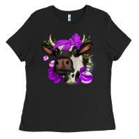 Black halloween roses cow Ladies Tee - Jasminsmagicworld