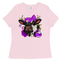 Bubblegum Pink halloween roses cow Ladies Tee - Jasminsmagicworld