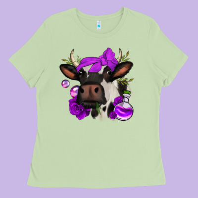 Halloween Roses Cow Ladies Tee Designed By Jasminsmagicworld