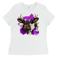 White halloween roses cow Ladies Tee - Jasminsmagicworld