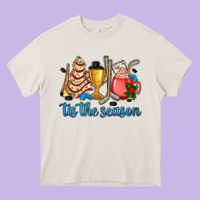 Tis The Season Hockey And Christmas Heavy Core Tee Designed By Adodesignshop