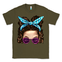 Army Green Messy Bun Mom And Pink Leopard Sunglasses Classic Tee - BundleAndBundleShop