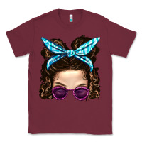 Burgundy Messy Bun Mom And Pink Leopard Sunglasses Classic Tee - BundleAndBundleShop