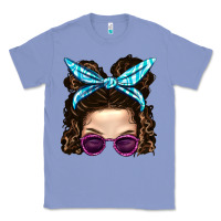 Colony Blue Messy Bun Mom And Pink Leopard Sunglasses Classic Tee - BundleAndBundleShop
