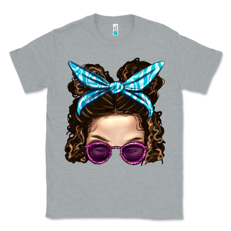 Messy Bun Mom And Pink Leopard Sunglasses Classic Tee by BundleAndBundleShop | Teevron