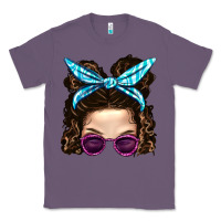 Lavender Messy Bun Mom And Pink Leopard Sunglasses Classic Tee - BundleAndBundleShop