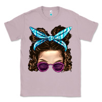 Lilac Messy Bun Mom And Pink Leopard Sunglasses Classic Tee - BundleAndBundleShop