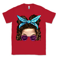Red Messy Bun Mom And Pink Leopard Sunglasses Classic Tee - BundleAndBundleShop