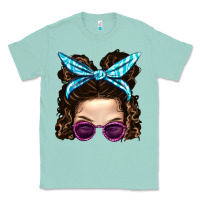 Seafoam Messy Bun Mom And Pink Leopard Sunglasses Classic Tee - BundleAndBundleShop