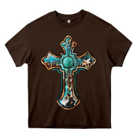 Chocolate Brown western cross Heavy Core Tee - BarkalooDesign