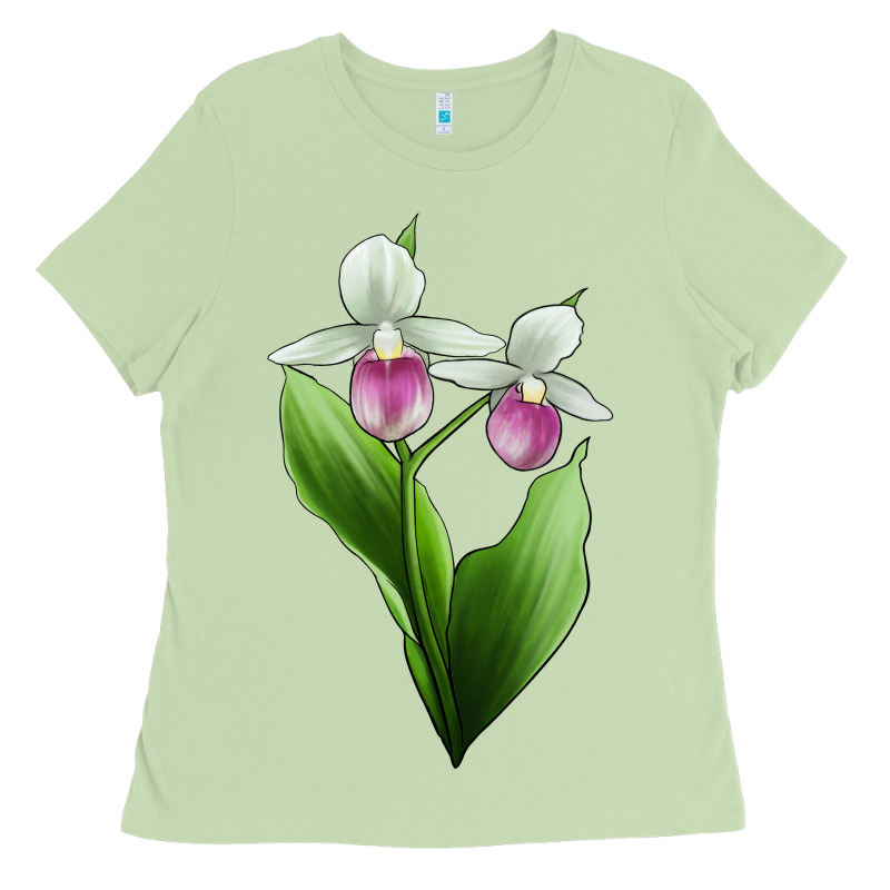 Pink And White Lady's Slipper Flower Illustrations Ladies Tee by LillyAllenDesigns | Teevron