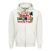 Oatmeal Heather santas favorite hockey player Zipper Hoodie - CowGirlArtShop