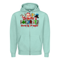 Seafoam santas favorite hockey player Zipper Hoodie - CowGirlArtShop