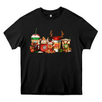 Black Reindeer Christmas Coffee Cups Heavy Core Tee - Jasminsmagicworld
