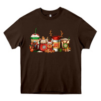 Reindeer Christmas Coffee Cups Heavy Core Tee | Teevron