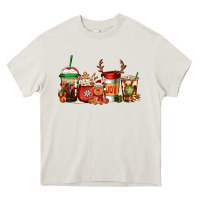 Cream Reindeer Christmas Coffee Cups Heavy Core Tee - Jasminsmagicworld